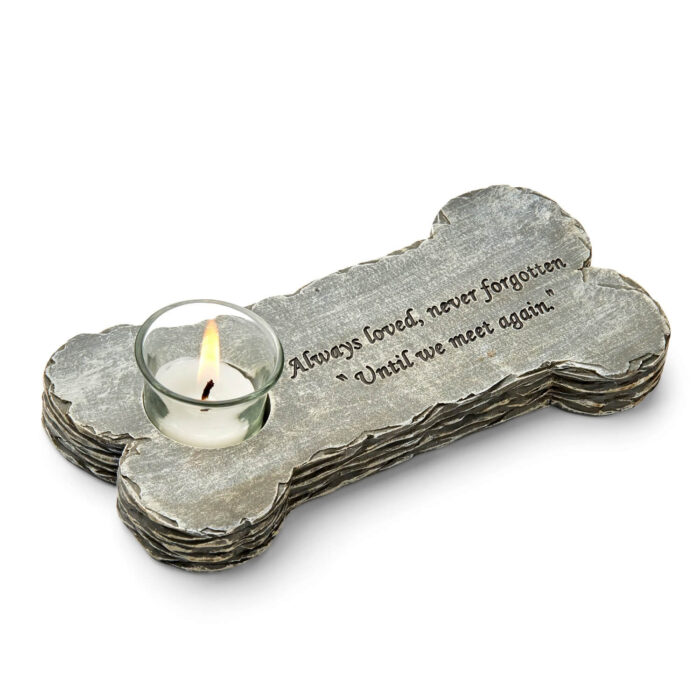 Memorial stone with candle